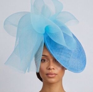 Beloved Millinery Stunning Blue Tulle Fascinator Hat Derby Church Tea Brunch